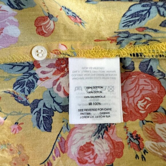 J. Crew Shirt Size 6 / S Liberty Fabric Yellow Floral Blouse Magical Bouquet - Picture 10 of 12